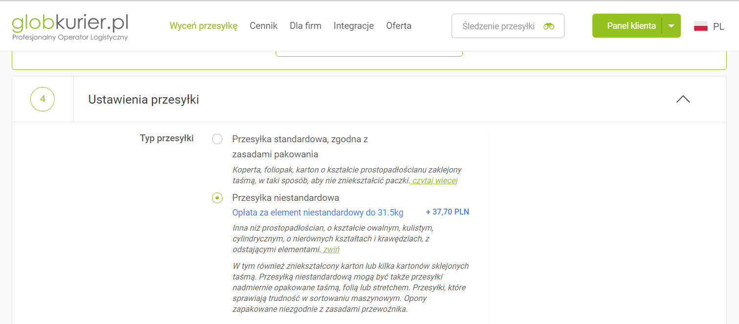 dodatkowe opcje przesyłki kurierskiej